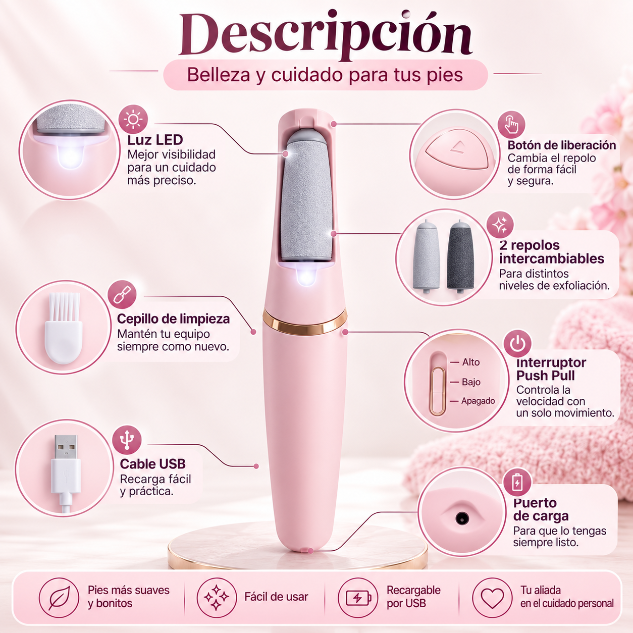 Removedor De Callos Electrico Usb Recargable Quitacallos
